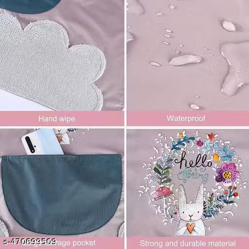 Kitchen Apron Cute Bear With Center Pocket Hand Towel Women and Men Chef Cooking Cute Unisex Apron Washable PVC Waterproof(PACK - 1)